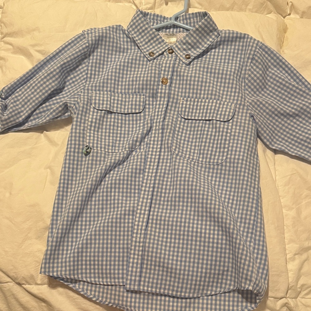 Blue Checkered Kids Button Down Shirt